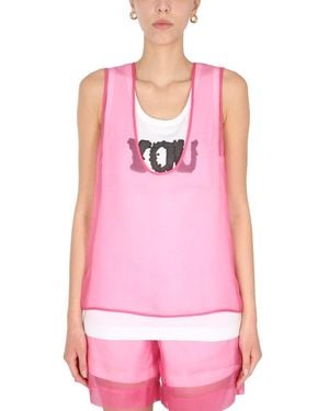 Dries Van Noten Double Silk Top Cotton Tops - Pink
