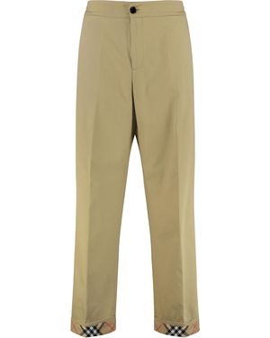 Burberry Cotton Pants With Elastic Waist - Natural
