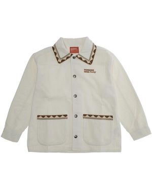 Morning Mess Therapy Kids Dora Jacket With Classic Collar And Two Front Patch Pockets - White