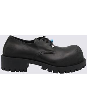 Balenciaga Leather Lace Up Shoes - Black