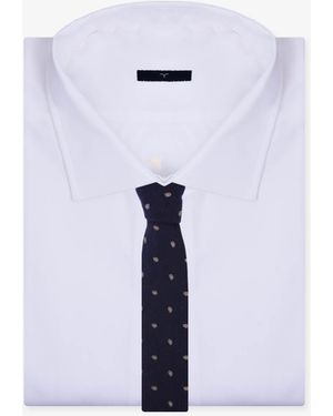 Larusmiani Jacquard Tie Paisley Pattern - White