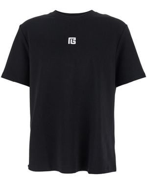 Balmain Crewneck T-Shirt With Logo Print On The Front - Black