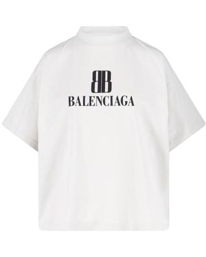 Balenciaga Logo Cropped T-Shirt in Black | Lyst