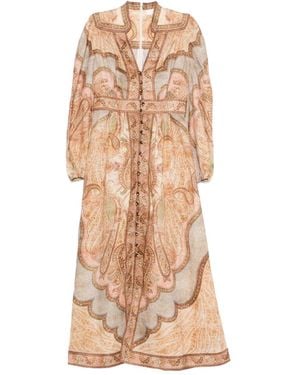 Zimmermann Wanderlust Linen Midi Dress - Natural