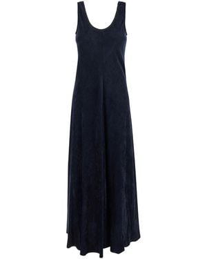 Forte Forte Long Dress With U Neck - Blue