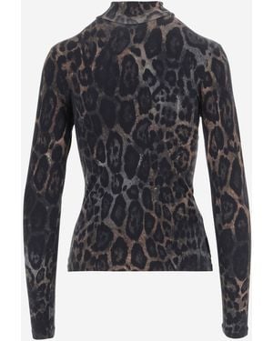 Just Cavalli Cotton Jumper With Animal Print - Black
