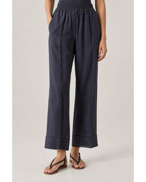 Brunello Cucinelli Coal Wide Leg Cotton Pants - Blue