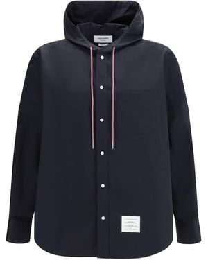 Thom Browne Nylon Cotton Hooded Jacket Polyamide - Blue