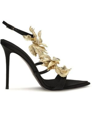 Giuseppe Zanotti Black Viscose Stiletto Heel Sandals - Multicolor