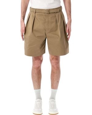 Saint Laurent Cotton Gabardine Tailored Shorts - Natural