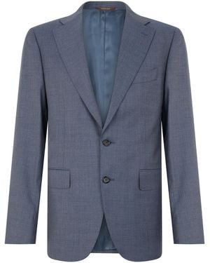 Canali Single-Breasted Jacket Wool Suit & Dinner - Blue