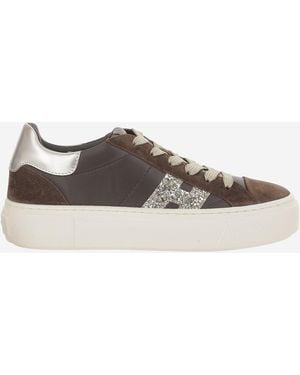 Hogan Sneakers Crosswind Leather-Suede Leather And Suede Sneakers - Brown