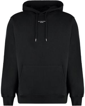 Drole de Monsieur Hooded Sweatshirt Slogan A Poche Classique Cotton Jumpers - Black