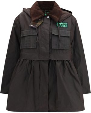 Barbour Waxed Peplum Jacket Rustic Tartan - Black