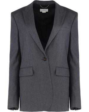 Stella McCartney Single-Breasted One-Button Wool Jacket Blazers - Black