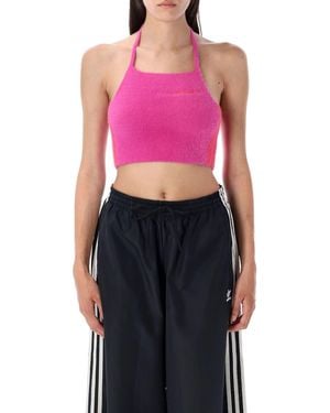 adidas Fluffy Knitted Halter Top - Pink