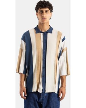 Casey Casey And Striped Patchwork Shirt - Blue