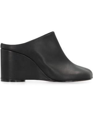 MM6 by Maison Margiela Leather Mules Calf Sandal - Black