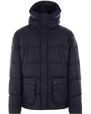 Herno High-Collared Puffer Jacket With Horizontal Quilting - Blue