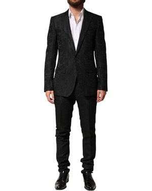 Dolce & Gabbana Brocade Single Breasted 2 Piece Suit 57+Pa+Pl - Black
