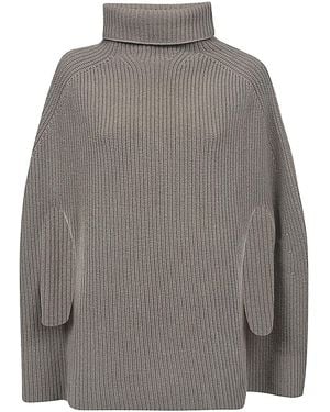 Sa Su Phi Ribbed Wool High Neck Cape - Gray