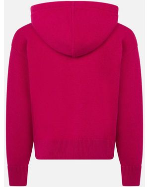MC2 Saint Barth Girl Fuchsia Cropped Hooded Sweater With Rhinestones - Pink