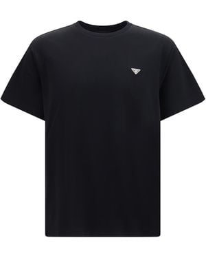 Prada Cotton T-Shirt With Triangle Logo T-Shirts - Black