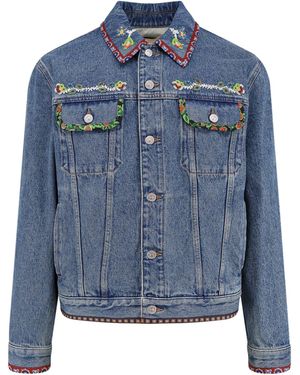 Valentino Denim Jacket With Embroidery - Blue