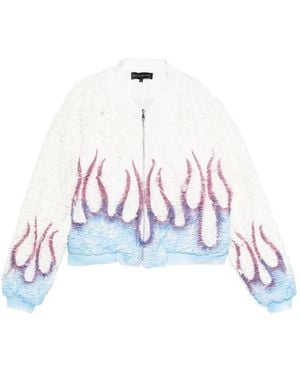 Who Decides War Flame-Design Bomber Jacket - White