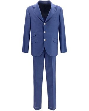 Brunello Cucinelli Suit Single-Breasted Peak Lapels - Blue