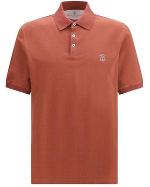 Brunello Cucinelli Multicolour Cotton Polo Shirt - Red