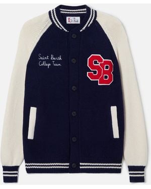 MC2 Saint Barth Knit Bomber College Style Benjamin Knitwear - Blue