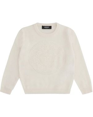 Versace Wool-Blend Crew-Neck Jumper Polyamide - White