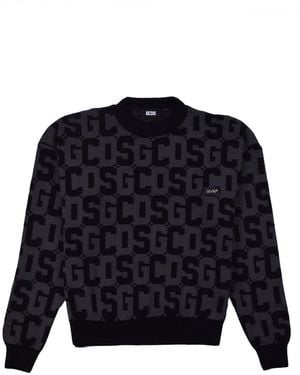 Gcds Monogram Intarsia-Knitted Crewneck Jumper - Blue