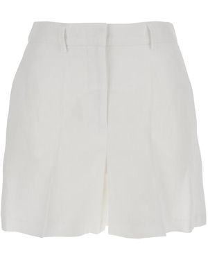Le Plain Linen Shorts With Belt Loops And Bermuda - White
