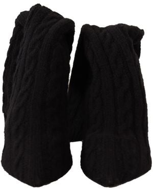 Dolce & Gabbana Stretch Socks Knee High Booties Shoes Fabric - Black