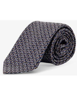 Ferragamo Crema Silk Tie With Intreccio Print - Multicolor