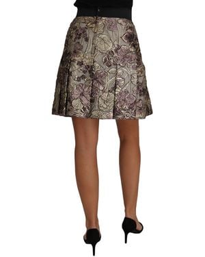 Dolce & Gabbana A-Line Mini Floral Print Jaquard Skirt Acetate - Black