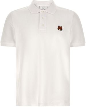 Maison Kitsuné Fox Head Embroidered Polo Shirt - White