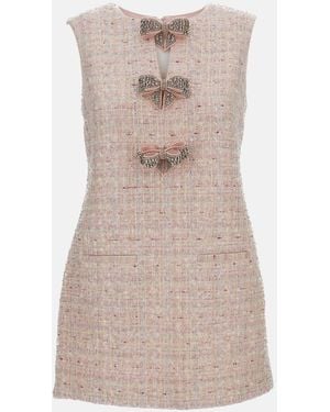 Self-Portrait Sequin Boucle Bow Mini Dress - Natural