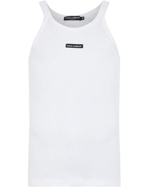 Dolce & Gabbana Ribbed Tank Top Cotton T-Shirts - White