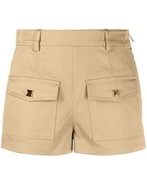 Valentino Stretch-Cotton Low-Rise Shorts - Natural