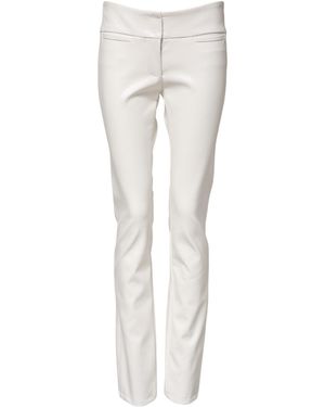 Dolce & Gabbana White Polyurethane High Waist Tapered Trousers
