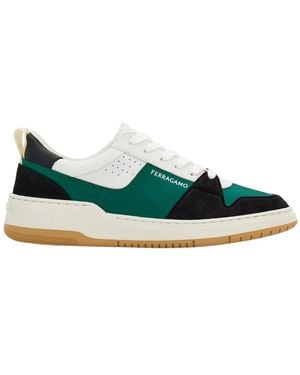 Ferragamo Dennis Paneled Sneakers 022376769706 - Blue