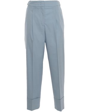 Peserico Tucks Pants Polyester Viscose Elastane - Blue
