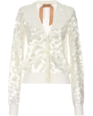 N°21 Sequin Cardigan - White