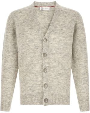 Brunello Cucinelli Alpaca And Cashmere Blend Cardigan - White