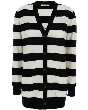 Max Mara And Wool Cardigan With Embroidery Virgin Tops - Black