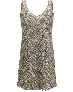 Brunello Cucinelli Beige Paper Cocktail Dress - Brown