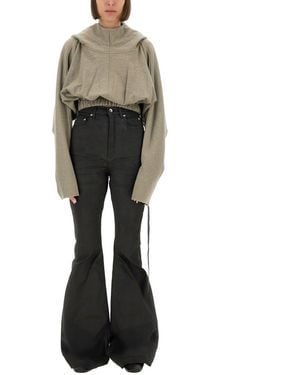 Rick Owens Cropped Hooded Tunic Sweatshirt - Multicolor